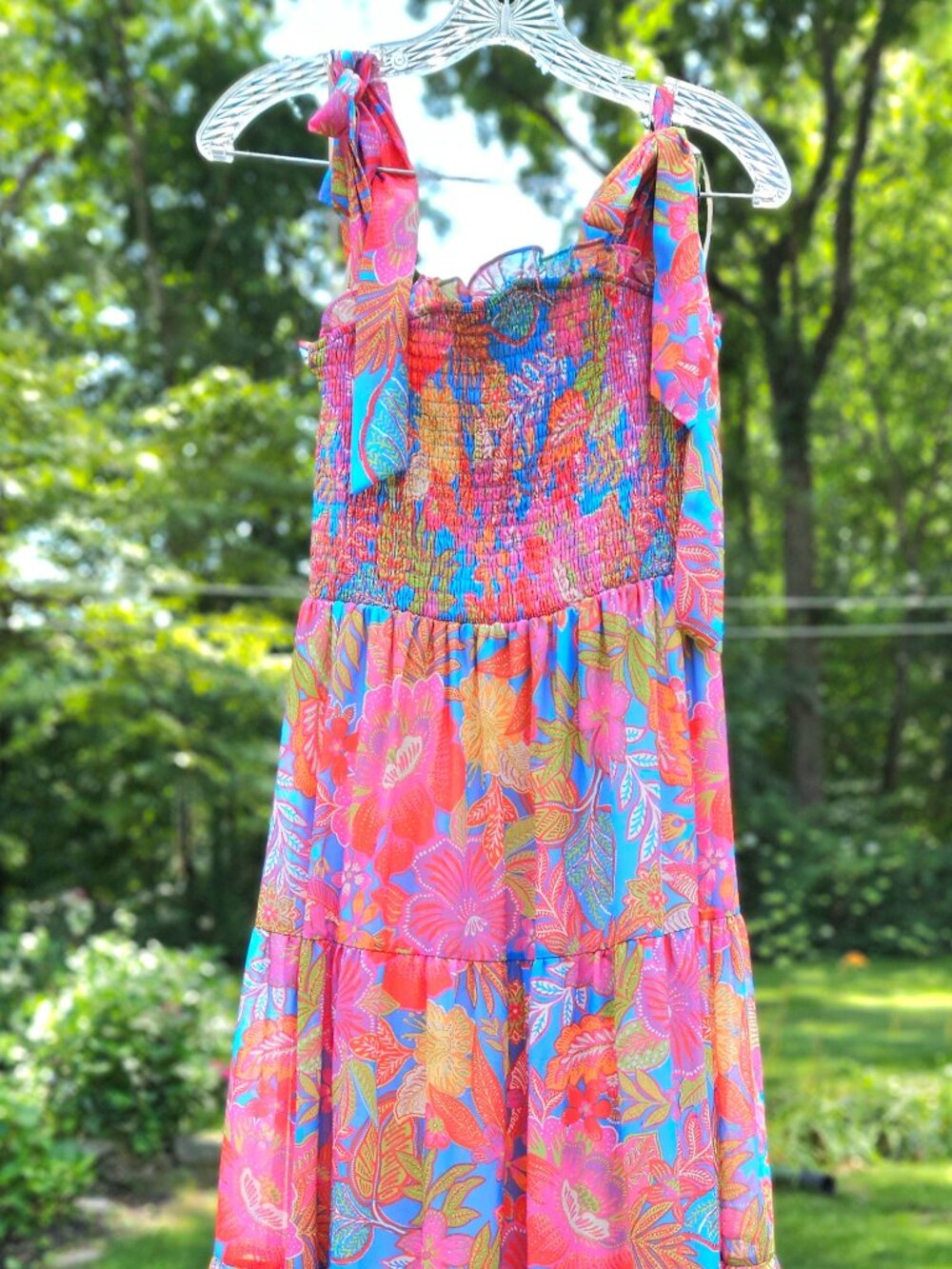 Flying Tomato colorful floral long dress size L NWT